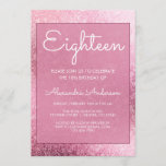 Roos Gold Girly Glitter Sparkle 18th Birthday Kaart<br><div class="desc">Roos Gold - Roze Girly Glitter en Sparkle 18e Birthday Party Invitation for a  in roze 18e verjaardagsfeest. Deze uitnodiging is ideaal voor een roze meisje dat achttien (18) verjaardagsfeest wordt. Neem contact op met de ontwerper voor aangepaste overeenkomende objecten.</div>