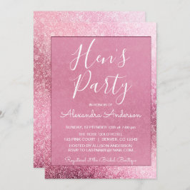 Roos Gold Girly Glitter Sparkle Hen's Party Kaart