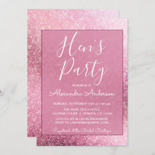 Roos Gold Girly Glitter Sparkle Hen's Party Kaart
