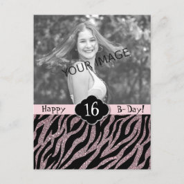Roos Gold Girly Pink Sweet 16 Teenage Girl B-Day Briefkaart