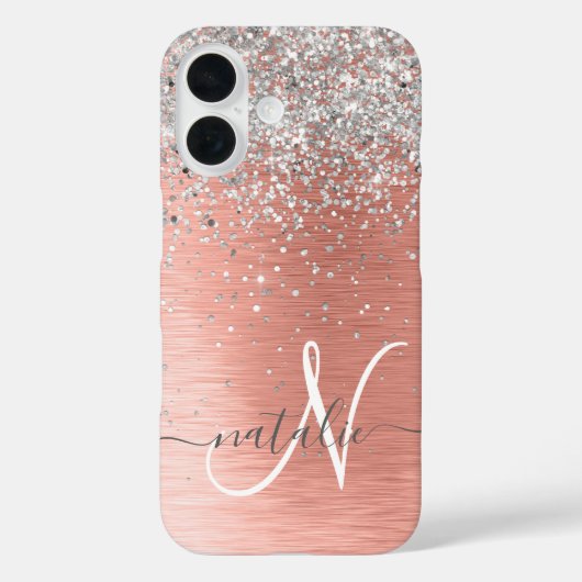 Roos Gold  Girly Silver Glitter Sparkly Case-Mate iPhone Case (Achterkant)