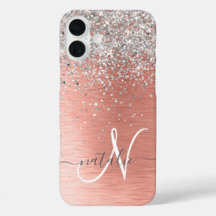 Roos Gold  Girly Silver Glitter Sparkly iPhone 16 Plus Hoesje