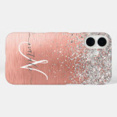 Roos Gold  Girly Silver Glitter Sparkly Case-Mate iPhone Case (Achterkant (horizontaal))