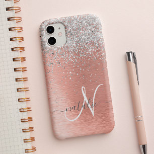 Roos Gold  Girly Silver Glitter Sparkly Case-Mate iPhone 14 Plus Hoesje