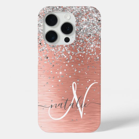 Roos Gold  Girly Silver Glitter Sparkly Case-Mate iPhone Case (Achterkant)