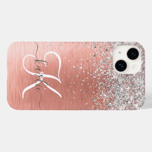Roos Gold Girly Silver Glitter Sparkly Case-Mate iPhone Case (Achterkant (horizontaal))