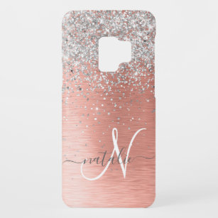 Roos Gold  Girly Silver Glitter Sparkly Case-Mate Samsung Galaxy S9 Hoesje