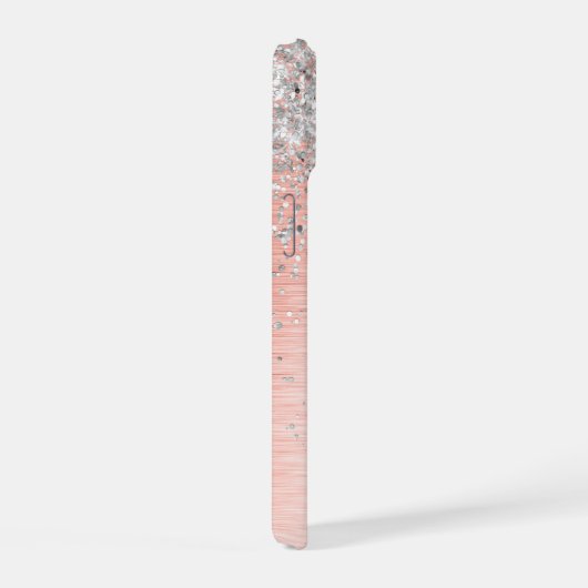Roos Gold Girly Silver Glitter Sparkly iPhone 15 Case (Rechterkant)