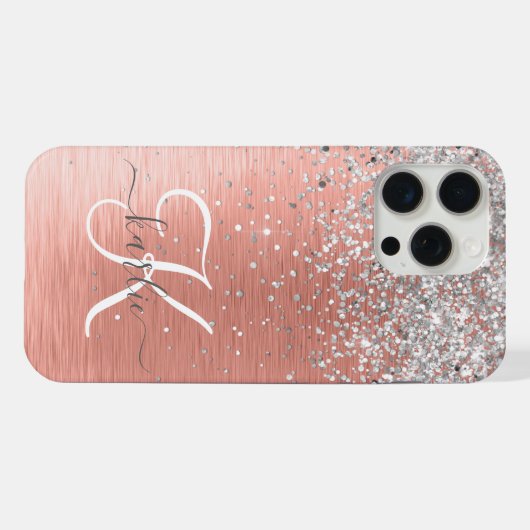 Roos Gold  Girly Silver Glitter Sparkly iPhone Hoesje (Achterkant horizontaal)