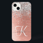 Roos Gold  Girly Silver Glitter Sparkly<br><div class="desc">Pas dit trendy chassis met  zilveren mousserende glitter eenvoudig aan op een roos gouden geborstelde metalen achtergrond.</div>