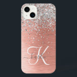 Roos Gold  Girly Silver Glitter Sparkly<br><div class="desc">Pas dit trendy chassis met  zilveren mousserende glitter eenvoudig aan op een roos gouden geborstelde metalen achtergrond.</div>