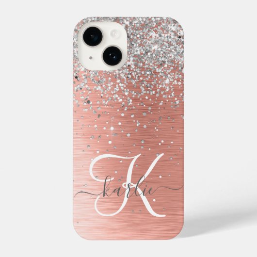 Roos Gold  Girly Silver Glitter Sparkly iPhone Hoesje (Achterkant)