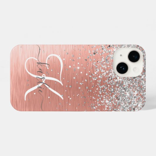 Roos Gold Girly Silver Glitter Sparkly iPhone Hoesje (Achterkant horizontaal)