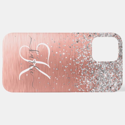 Roos Gold  Girly Silver Glitter Sparkly iPhone Hoesje (Achterkant horizontaal)