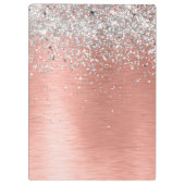 Roos Gold Girly Silver Glitter Sparkly Klembord (Achterkant)