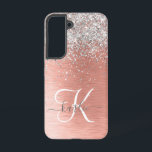 Roos Gold  Girly Silver Glitter Sparkly Samsung Galaxy Hoesje<br><div class="desc">Pas dit trendy chassis met  zilveren mousserende glitter eenvoudig aan op een roos gouden geborstelde metalen achtergrond.</div>