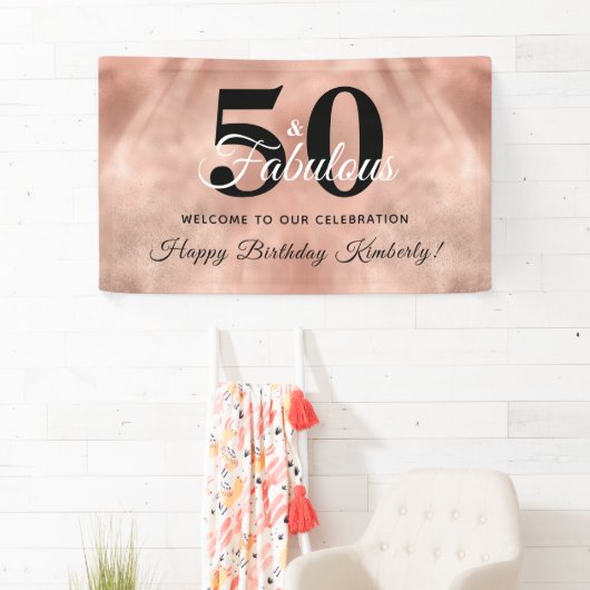 Roos Gold Glam 50 en Fabulous Birthday Party Bann Spandoek (Insitu)