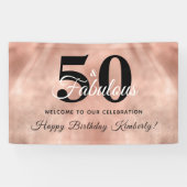 Roos Gold Glam 50 en Fabulous Birthday Party Bann Spandoek (Horizontaal)