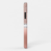 Roos Gold Glam Diamond Monogram Trendy Case-Mate iPhone Case (Achterkant/rechts)