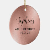 Roos Gold Glam Folie 40e Verjaardag Foto Keramisch Ornament (Rechts)