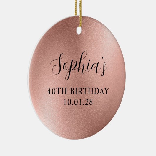 Roos Gold Glam Folie 40e Verjaardag Foto Keramisch Ornament (Rechts)
