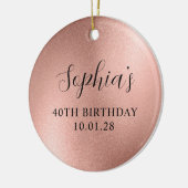 Roos Gold Glam Folie 40e Verjaardag Foto Keramisch Ornament (Links)