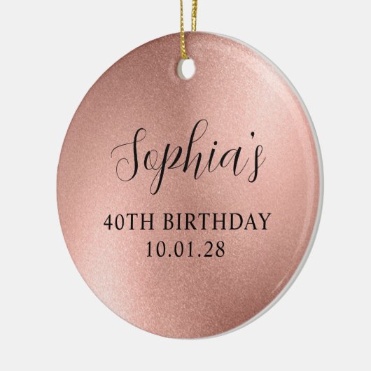 Roos Gold Glam Folie 40e Verjaardag Foto Keramisch Ornament (Links)