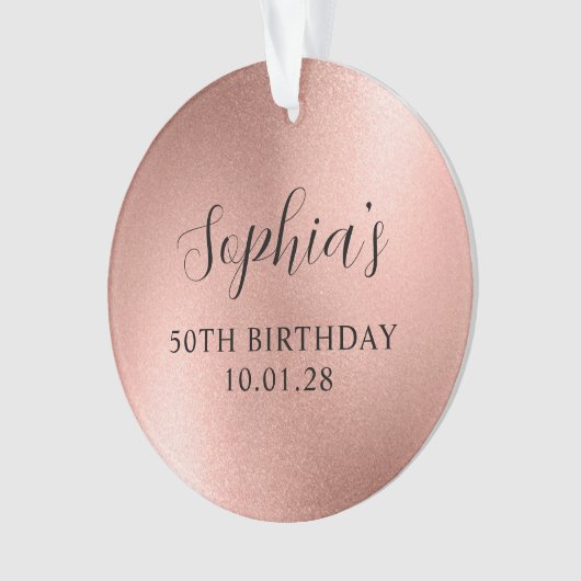 Roos Gold Glam Folie 50ste Verjaardag Foto Ornament (voorkant)