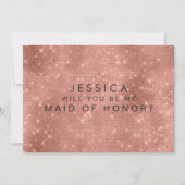 Roos Gold Glam Glitter Maid of Honor Request Cards Kaart (Voorkant)