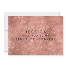 Roos Gold Glam Glitter Maid of Honor Request Cards