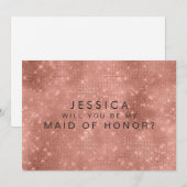 Roos Gold Glam Glitter Maid of Honor Request Cards Kaart (Voorkant / Achterkant)
