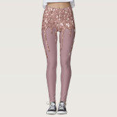 Roos Gold Glam Glitter Sparkle Drift Trendy Leggings (Voorkant)