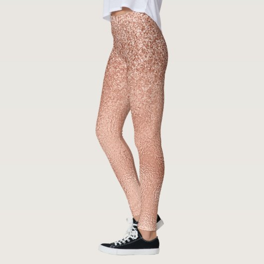 Roos Gold Glam Glitter Sparkle Ombre Folie Kijk ui Leggings (Links)
