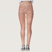 Roos Gold Glam Glitter Sparkle Ombre Folie Kijk ui Leggings (Voorkant)