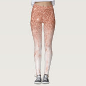 Roos Gold Glam Glitter Sparkle Ombre Marble Leggings (Voorkant)
