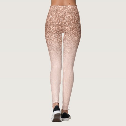 Roos Gold Glam Glitter Sparkle Ombre Trendy Leggings (Achterkant)