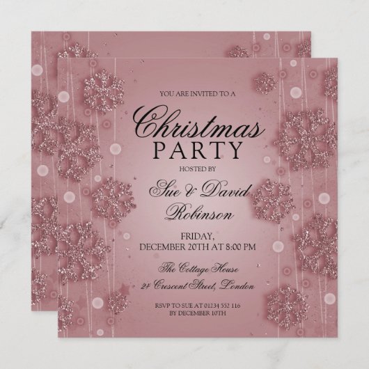 Roos Gold Glam kerstfeestdag Kaart (Voorkant / Achterkant)