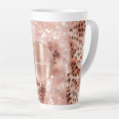 Roos Gold Glam Leopard Glitter Gepersonaliseerd Latte Mok (Rechterhoek)
