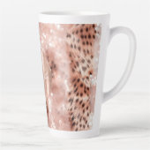 Roos Gold Glam Leopard Glitter Gepersonaliseerd Latte Mok (Rechts)