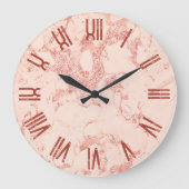 Roos Gold Glam Marble Retro Grunge Roman Nummering Grote Klok (Voorkant)