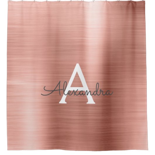 Roos Gold Glam Metallic Monogram Douchegordijn (Voorkant)