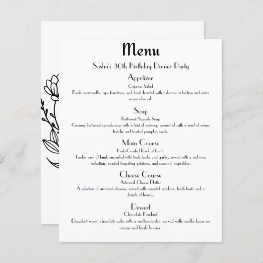Roos Gold Glam Party Menu (Voorkant / Achterkant)