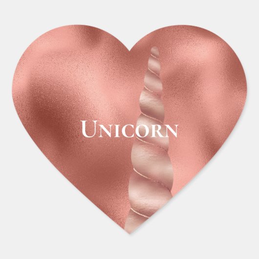 Roos Gold Glam Unicorn Verjaardag Hart Sticker (Voorkant)