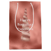 Roos Gold Glam Unicorn Verjaardag Medium Cadeauzakje (Voorkant)