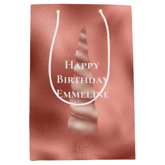 Roos Gold Glam Unicorn Verjaardag Medium Cadeauzakje (Voorkant)