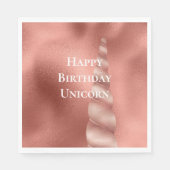 Roos Gold Glam Unicorn Verjaardag Servet (Voorkant)