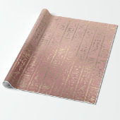 Roos Gold Glass Egyptisch Script Hieroglyphs Cadeaupapier (Uitgerold)