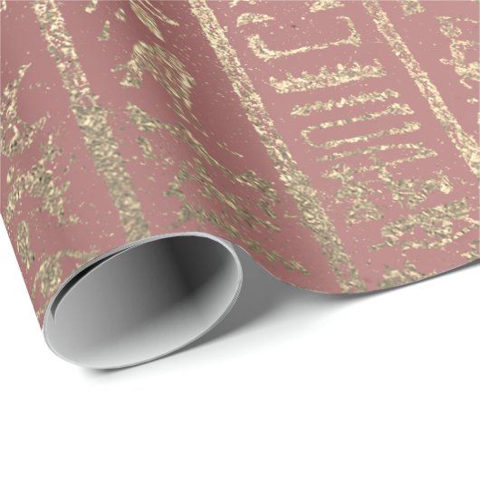 Roos Gold Glass Egyptisch Script Hieroglyphs Cadeaupapier (Rol Hoek)