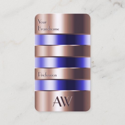 Roos Gold Glass Optics Blue Faux 3D Letters Visitekaartje (Voorkant)