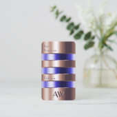 Roos Gold Glass Optics Blue Faux 3D Letters Visitekaartje (Staand voorkant)